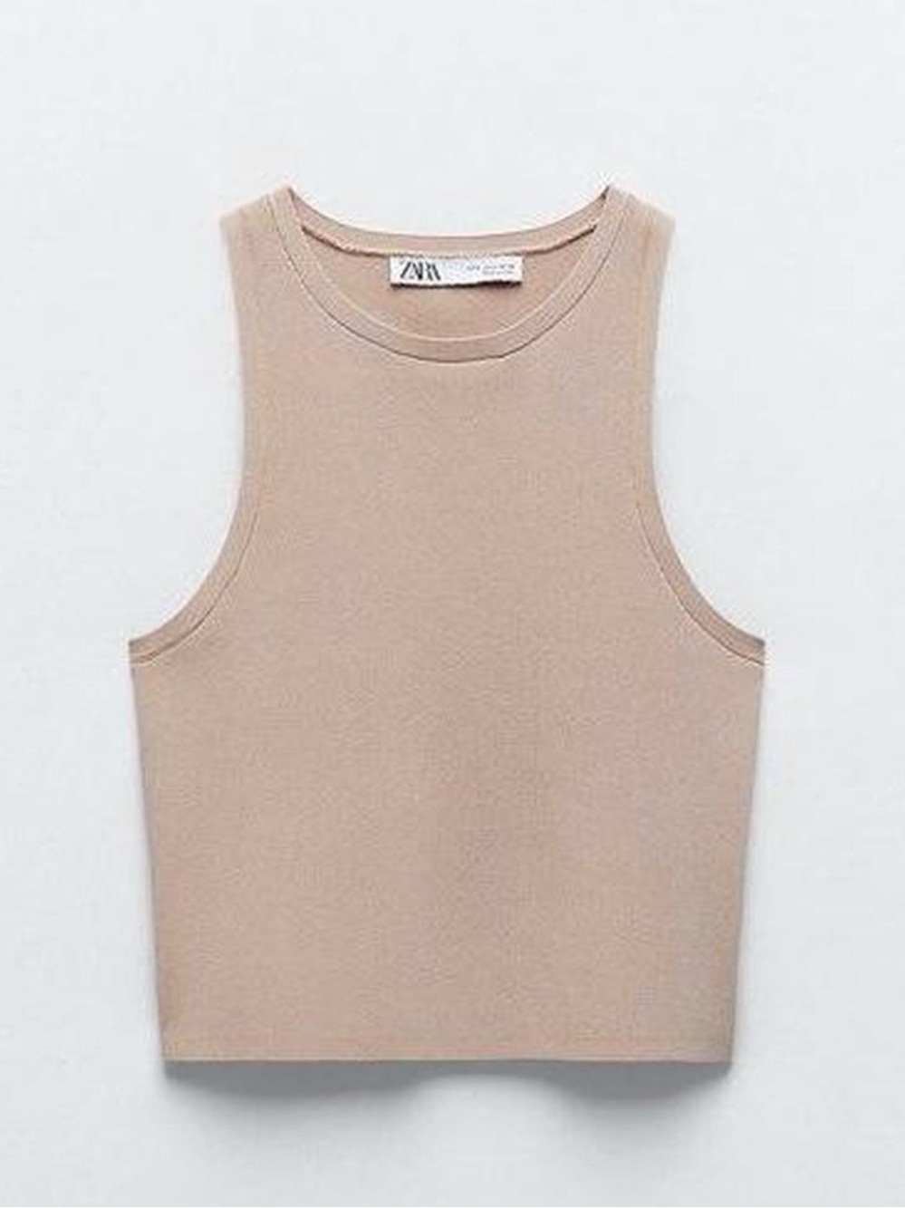 Zara tan ribbed crop top